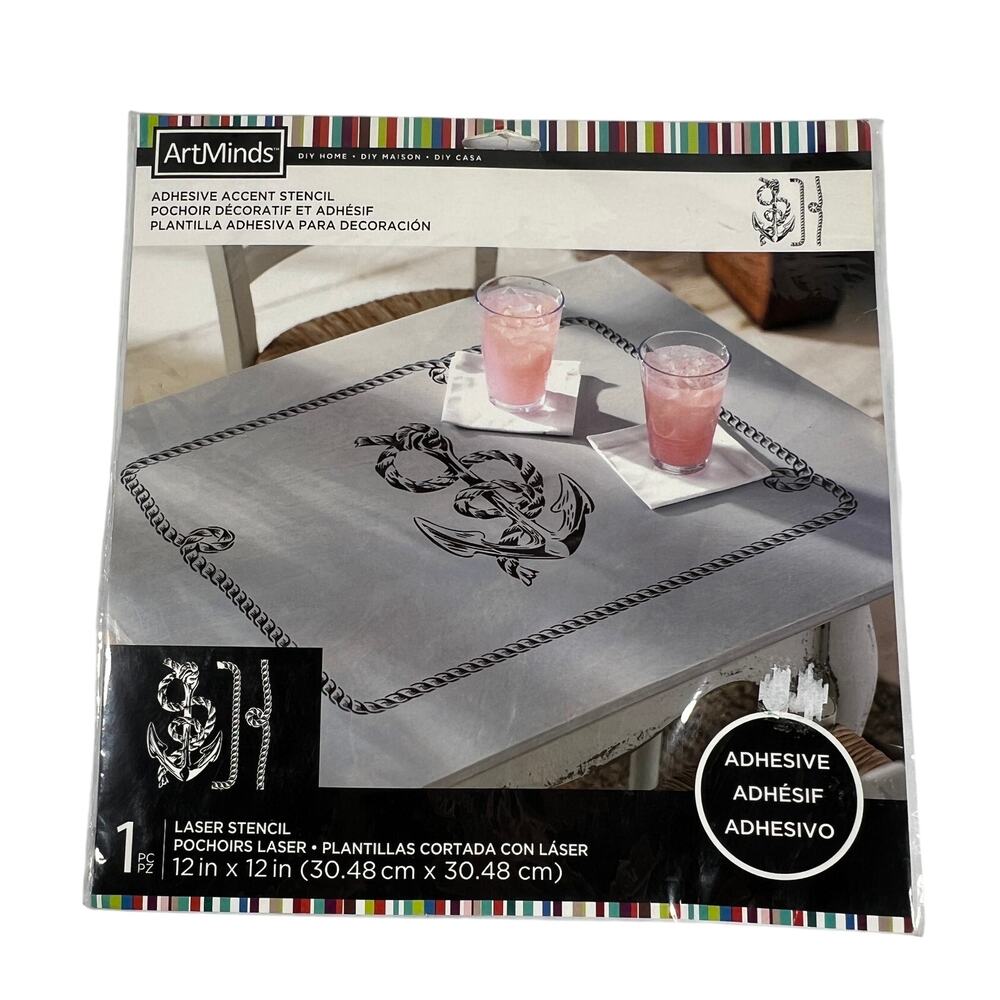 ARTMINDS Adhesive Accent Stencil Nautical Anchor Rope 12x12 Laser Cut DIY NEW